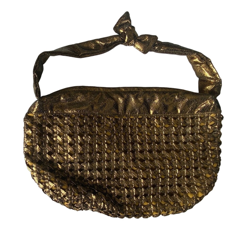 Isaac Mizrahi Metallic Bronze Woven Shoulder Bag Evening Bag‎